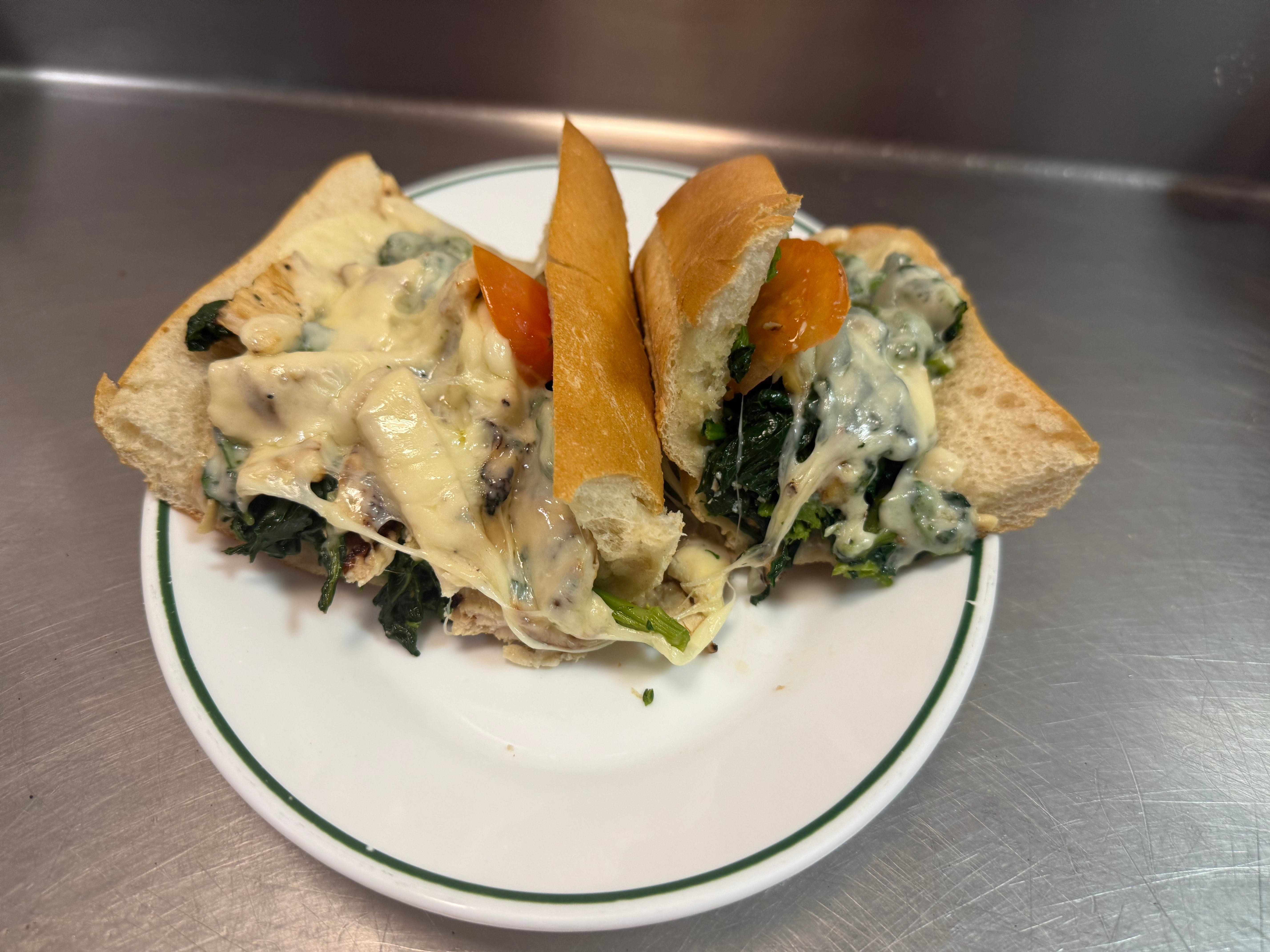 Grilled Chicken, Broccoli Rabe, & Provolone Hero.