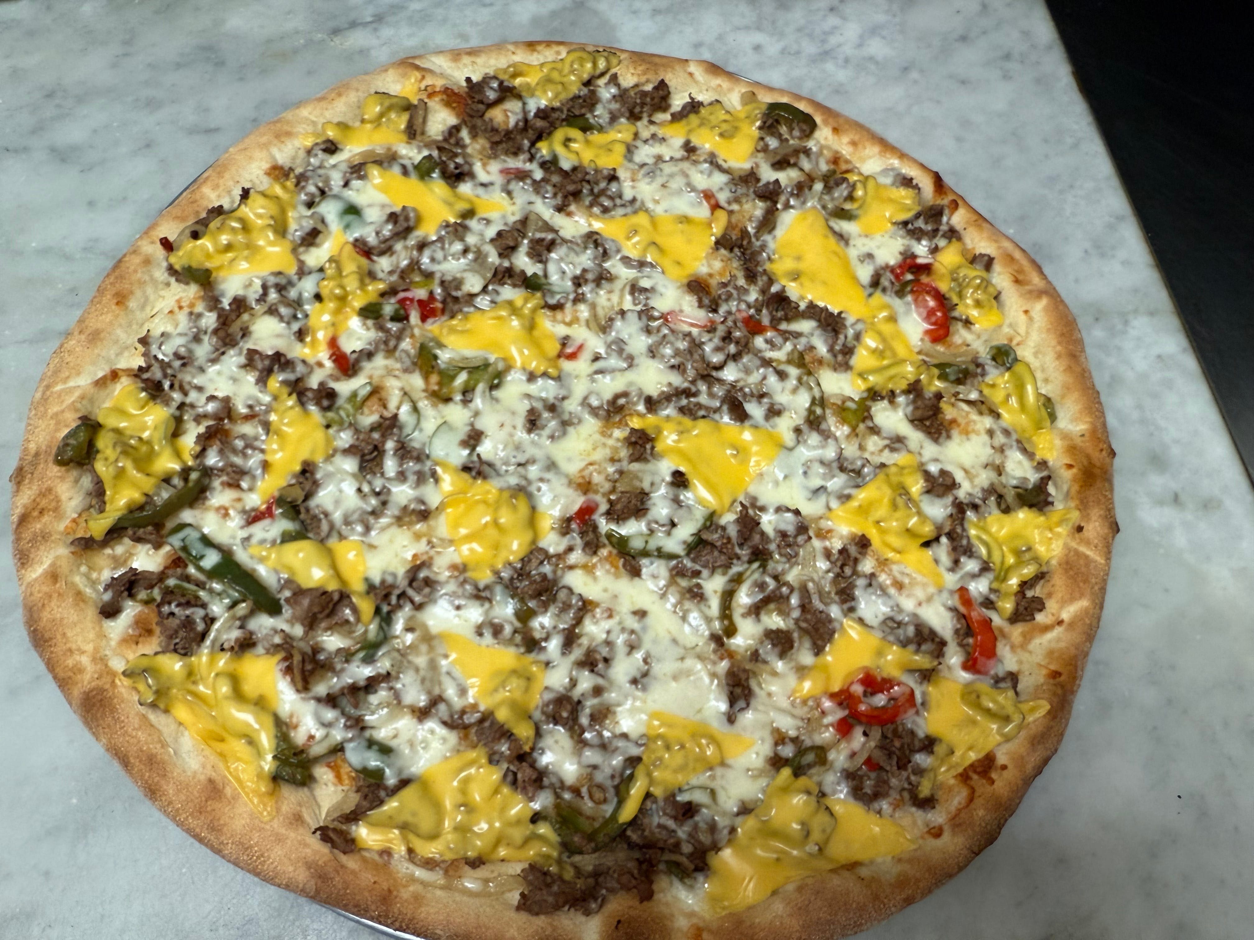 Philly Cheesesteak Pizza.