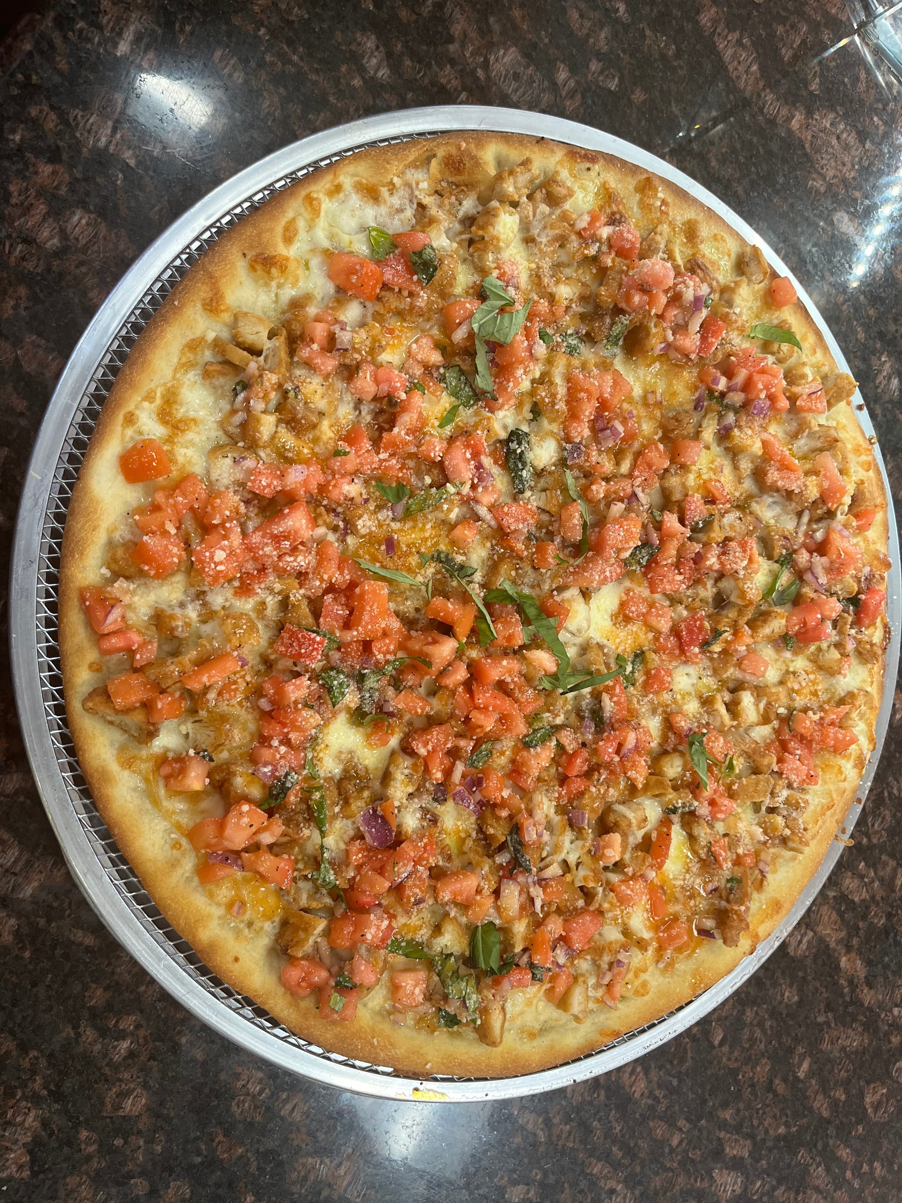 Chicken Bruschetta Pizza.